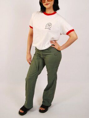 90s Dickies Cargo Pants (XS) olive green vintage womens straight leg utility